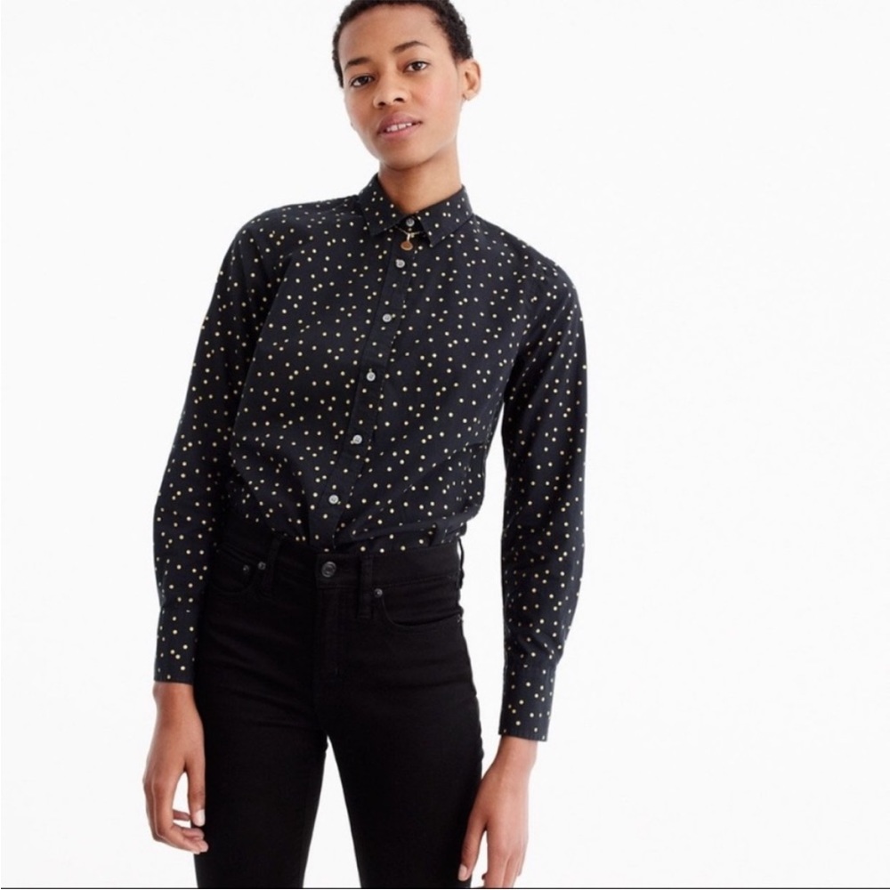 J. Crew Perfect Shirt Gold Dot